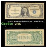 1957B $1 Blue Seal Silver Certificate Grades vf+