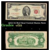 1953 $2 Red Seal United States Note Grades vf++