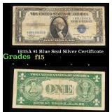 1935A $1 Blue Seal Silver Certificate Grades f+