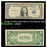 1935G $1 Blue Seal Silver Certificate Grades vf+ M