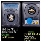 PCGS 1981-s Ty 1 Proof Jefferson Nickel 5c pr69 dc
