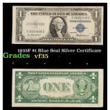 1935F $1 Blue Seal Silver Certificate Grades vf++