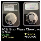NGC  2021 Star Wars Chewbacca 1oz .999 Silver $2