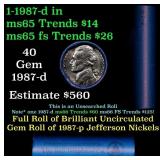 BU Shotgun Jefferson 5c roll, 1987-d 40 pcs Bank $