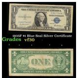 1935F $1 Blue Seal Silver Certificate Grades vf++