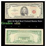1963 $5 Red Seal United States Note Grades vf++