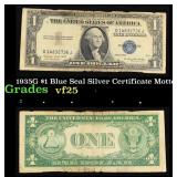 1935G $1 Blue Seal Silver Certificate Grades vf+ M