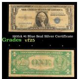 1935A $1 Blue Seal Silver Certificate Grades vf+