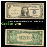 1935F $1 Blue Seal Silver Certificate Grades vf++