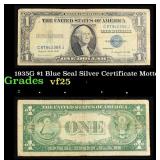 1935G $1 Blue Seal Silver Certificate Grades vf+ M