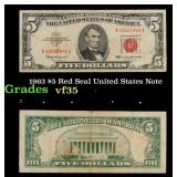 1963 $5 Red Seal United States Note Grades vf++