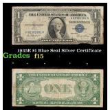 1935E $1 Blue Seal Silver Certificate Grades f+