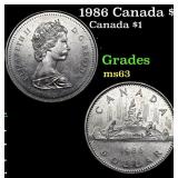 1986 Canada $1 Canada Dollar 1 Grades Select Unc