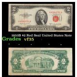 1953B $2 Red Seal United States Note Grades vf++