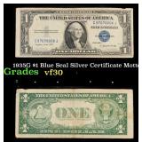 1935G $1 Blue Seal Silver Certificate Grades vf++