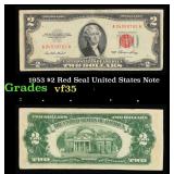 1953 $2 Red Seal United States Note Grades vf++