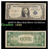 1935F $1 Blue Seal Silver Certificate Grades vf++