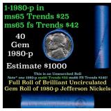 BU Shotgun Jefferson 5c roll, 1980-p 40 pcs Bell T