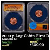 2009-p Log Cabin Lincoln Cent First Day of Issue 1