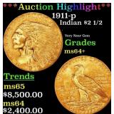 *Highlight* 1911-p Gold Indian Quarter Eagle $2 1/