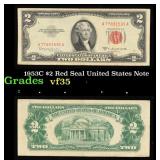 1953C $2 Red Seal United States Note Grades vf++