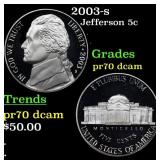 2003-s Proof Jefferson Nickel 5c pr70 dcam SEGS