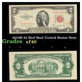 1953B $2 Red Seal United States Note Grades xf