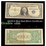 1957B $1 Blue Seal Silver Certificate Grades vf+