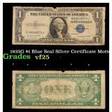 1935G $1 Blue Seal Silver Certificate Grades vf+ M