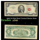 1963 $2 Red Seal United States Note Grades xf
