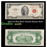 1953 $2 Red Seal United States Note Grades Choice