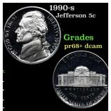 1990-s Proof Jefferson Nickel 5c Grades GEM++ Proo