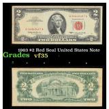 1963 $2 Red Seal United States Note Grades vf++