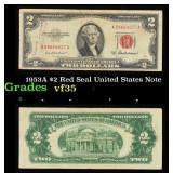 1953A $2 Red Seal United States Note Grades vf++