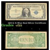 1957A $1 Blue Seal Silver Certificate Grades vf+