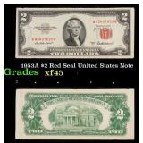 1953A $2 Red Seal United States Note Grades xf+