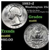 1983-d Washington Quarter 25c Grades GEM+ Unc