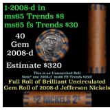 BU Shotgun Jefferson 5c roll, 2008-d 40 pcs Bank $