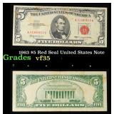 1963 $5 Red Seal United States Note Grades vf++