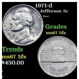 1971-d Jefferson Nickel 5c Grades GEM++ 5fs