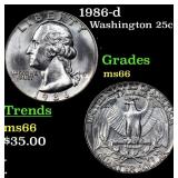1986-d Washington Quarter 25c Grades GEM+ Unc