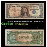 1957A $1 Blue Seal Silver Certificate Grades xf de
