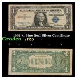 1957 $1 Blue Seal Silver Certificate Grades vf+