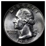 1987-d Washington Quarter 25c Grades GEM++ Unc
