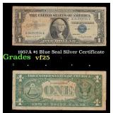 1957A $1 Blue Seal Silver Certificate Grades vf+
