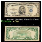 1953A $5 Blue Seal Silver Certificate Grades vf++
