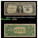 1957A $1 Blue Seal Silver Certificate Grades vf+