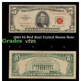1963 $5 Red Seal United States Note Grades vf+