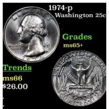 1974-p Washington Quarter 25c Grades GEM+ Unc
