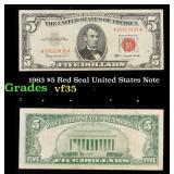 1963 $5 Red Seal United States Note Grades vf++